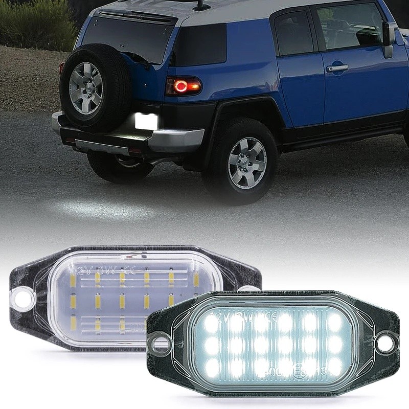 FZ 2 ชิ้นสําหรับ Toyota FJ Cruiser Land Cruiser FJ80 Celica Lexus LX450 สีขาว LED จํานวนป้ายทะเบียน