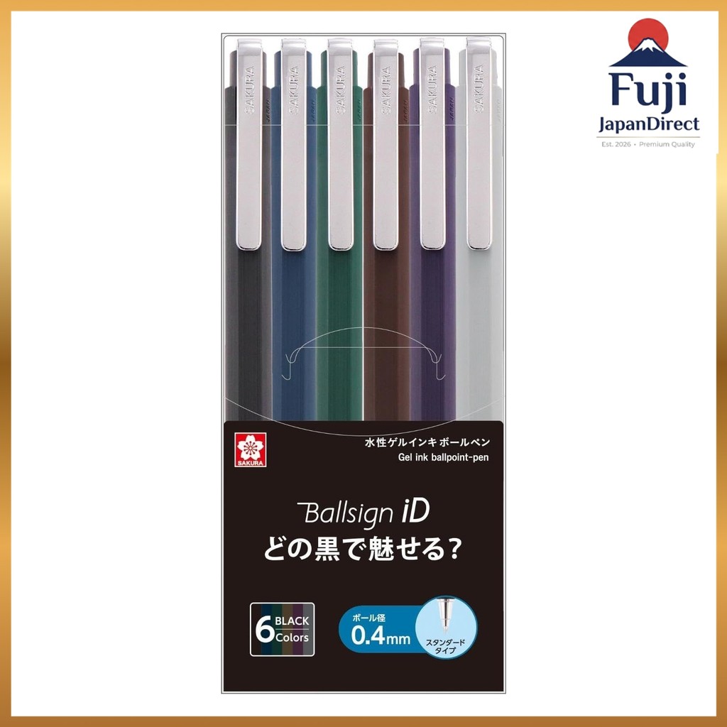 Sakura Crepas Gel Ink Ballpoint Pen Ball Sign iD Single 6 Color Set 0.4mm GBR404-6 Fuji JapanDirect