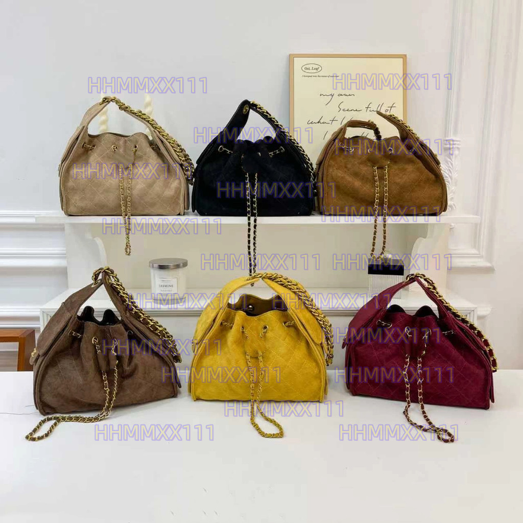 Vintage Monogram Interทอโซ่ทอง Drawstring Soft Bucket Tote Bag