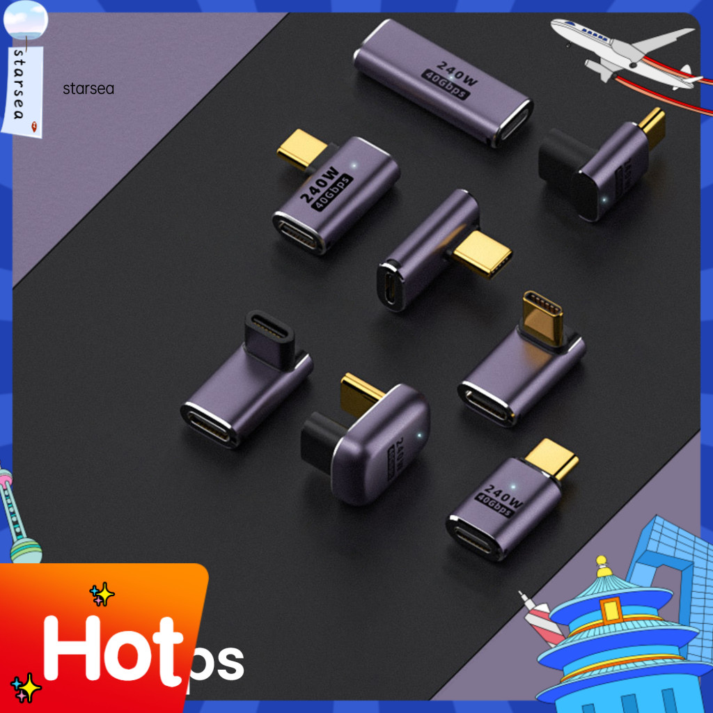 SRA ZK อะแดปเตอร์ไร้สาย Usb C อะแดปเตอร์มุมขวา Usb-c อะแดปเตอร์มุมขวา 240w Pd Fast ชาร์จ 8k60hz เอาต