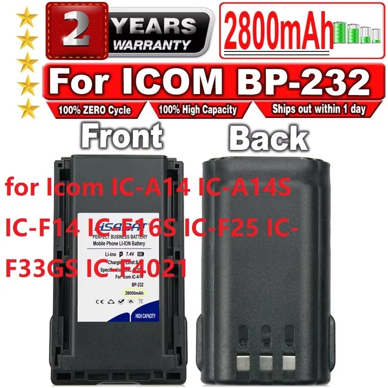 HSABAT 2800mAh BP-232 BP-232N BP-231 BP-230N แบตเตอรี่สําหรับ Icom IC-A14 IC-A14S IC-F14 IC-F16S IC-