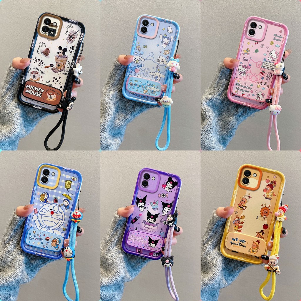 เคส Samsung A03 กระจกการ์ตูนน่ารักพร้อมขาตั้งเคสโทรศัพท์