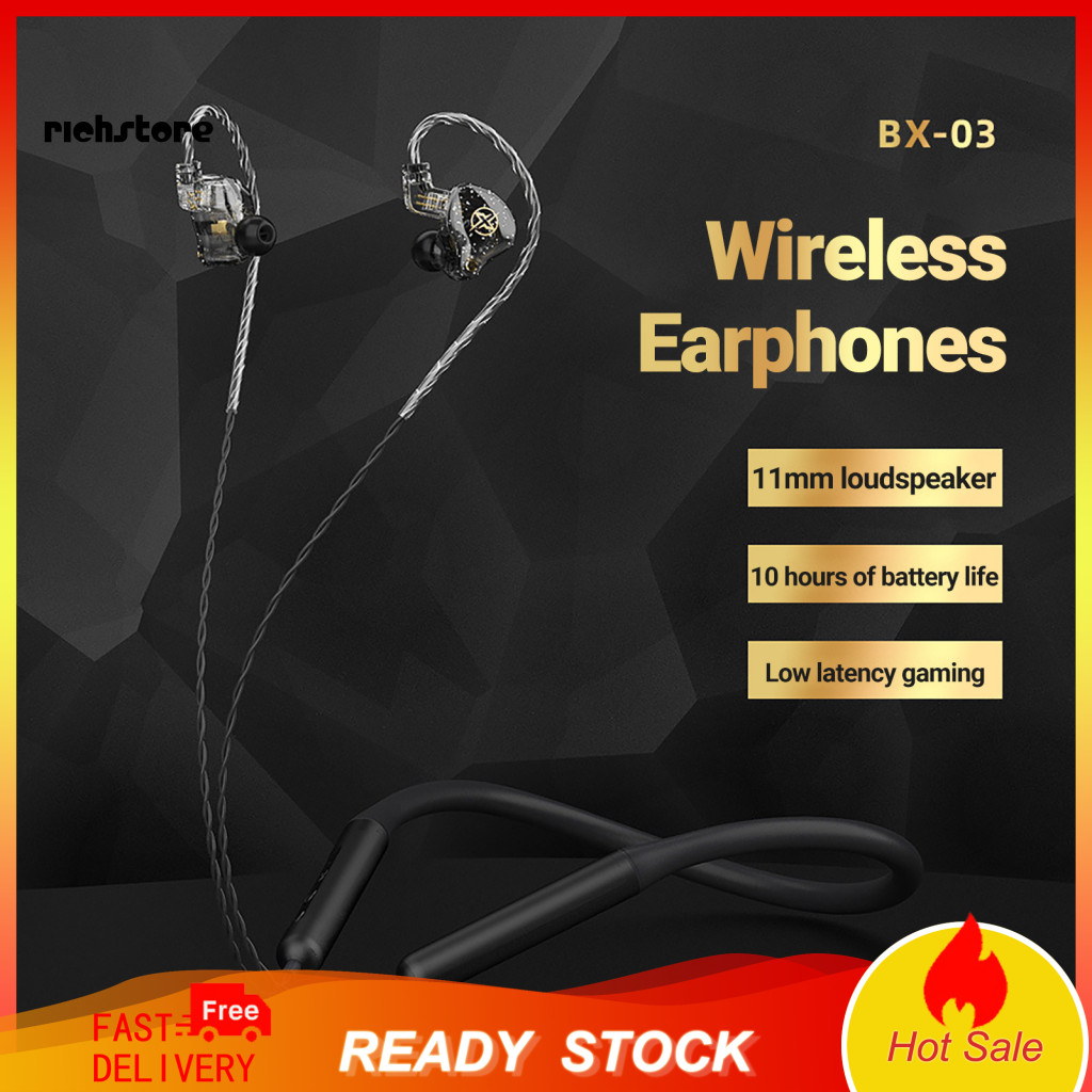 <richstore> BX-03 หูฟังไร้สาย CVC Noise Cancelling High Fidelity น้ําหนักเบาบลูทูธเข้ากันได้กับ50 Hi