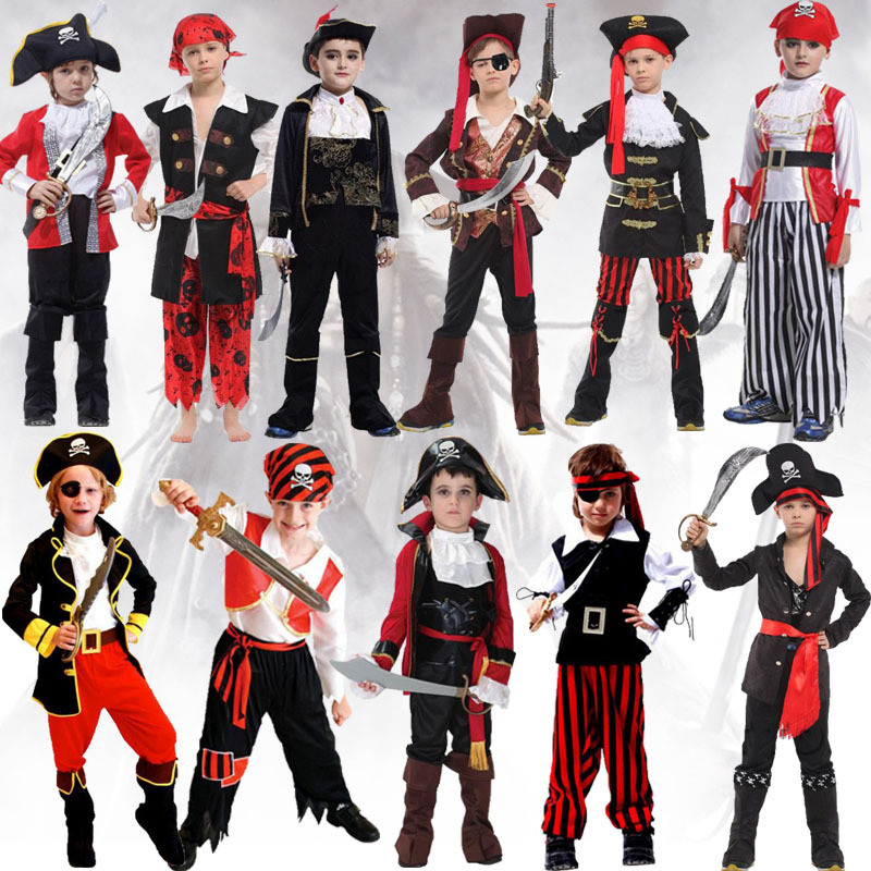 ชุดโจรสลัดสําหรับเด็กฮาโลวีน COS Prom Show เสื้อผ้าเครื่องแต่งกาย Pirates of the Caribbean