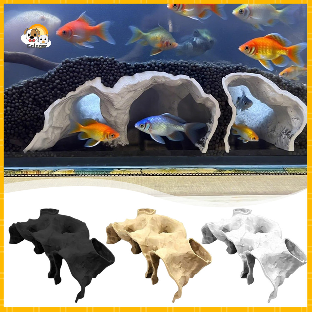 [Calager] Cichlid Hideout Cave สําหรับกุ้งใต้กรวด Peko Cave 3d พิมพ์ปลา Hideout Aquarium อุโมงค์ถ้ํา
