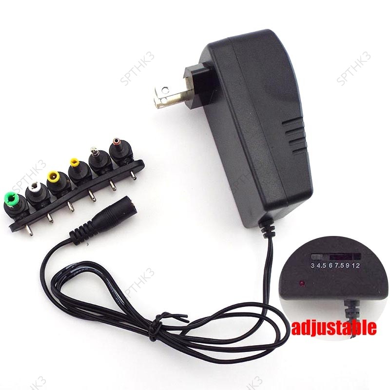 Universal ปรับ Charger Connector Supply พร้อมปลั๊ก 30W 3V 4.5V 5V 6V 7.5V 9V 12V 2A 2.1A AC DC Power