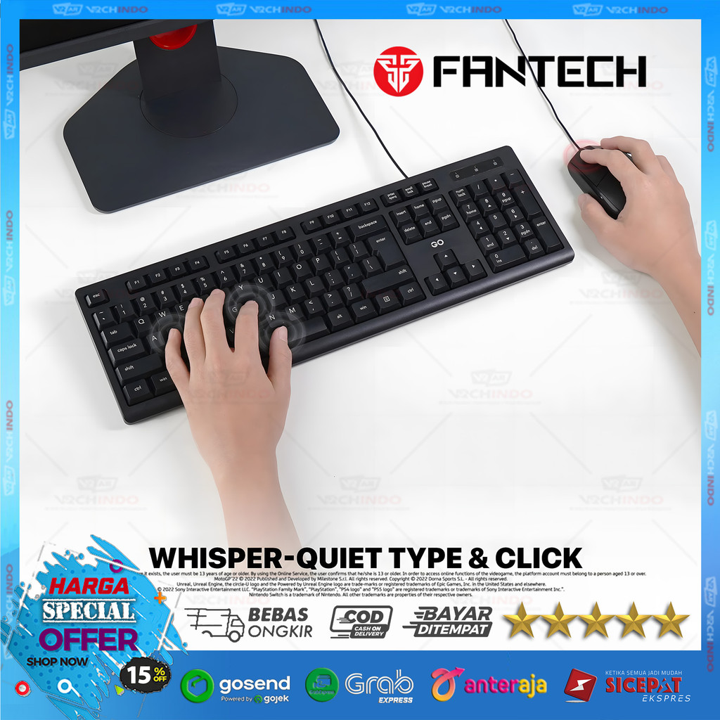 คีย์บอร์ด USB ขนาดเต็ม + fantech GO KM101 เมาส์ออปติคอลนั่งสบายสําหรับสํานักงานและ WFH!!!