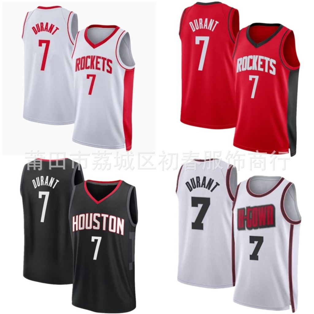 จัดส่งในวันเดียวกัน!!2026 เสื้อปัก Rockets Houston Rockets No. 1 เบอร์ 28 เบอร์ บาสเก็ตบอล Durant 7 