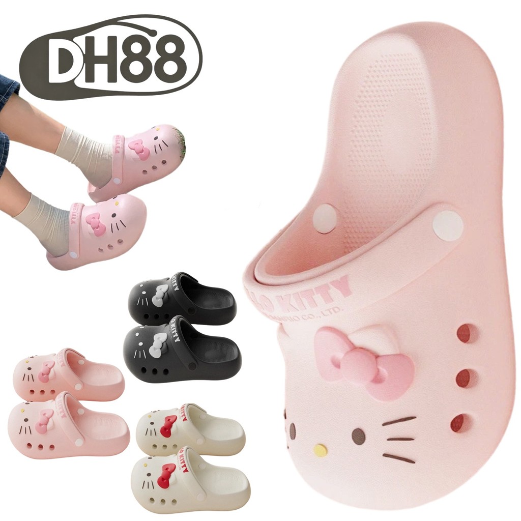 "พร้อมจัดส่ง'' รองเท้าแตะ Hello Kitty สไตล์การ์ตูนน่ารัก ดีไซน์Soft SoleAnti-Slip นุ่มสบาย มีที่ระบายอากาศ TO-A45