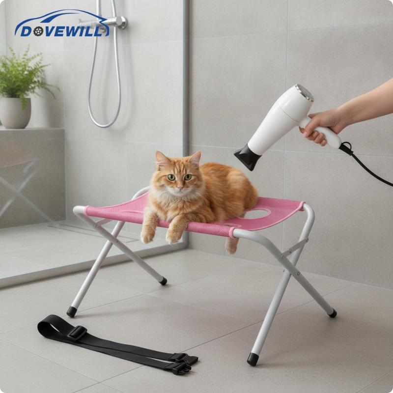 [Dovewill] ที่รองอาบน้ําแบบพับได้ยกชั้นวางซักผ้าสัตว์เลี้ยงตาข่ายโพลีเอสเตอร์ระบายอากาศแพลตฟอร์มกรูมมิ่งแห้งเร็วสําหรับสุนัข