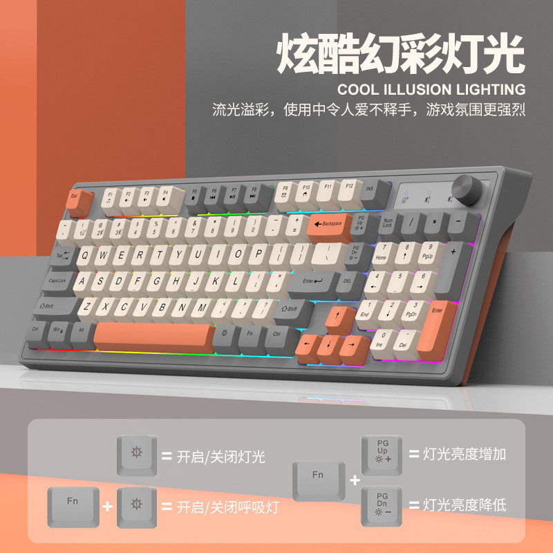 Viper K98 Dual Mode Mechanical Feel Keyboard แฟชั่นการจับคู่สี Office Luminous Gaming คีย์บอร์ดคอมพิ