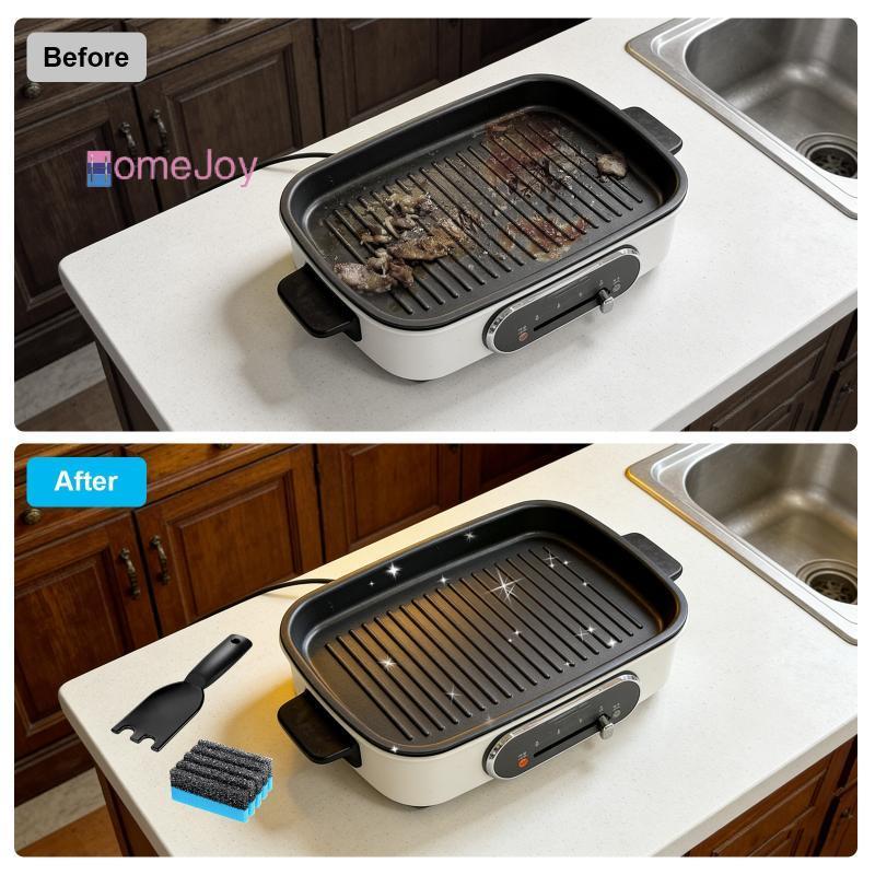[HomeJoy-t] 3 ชิ้น Grill Scraper ฟองน้ําชุด Anti-Slip Handle Griddle ทําความสะอาดเครื่องมือสําหรับ G
