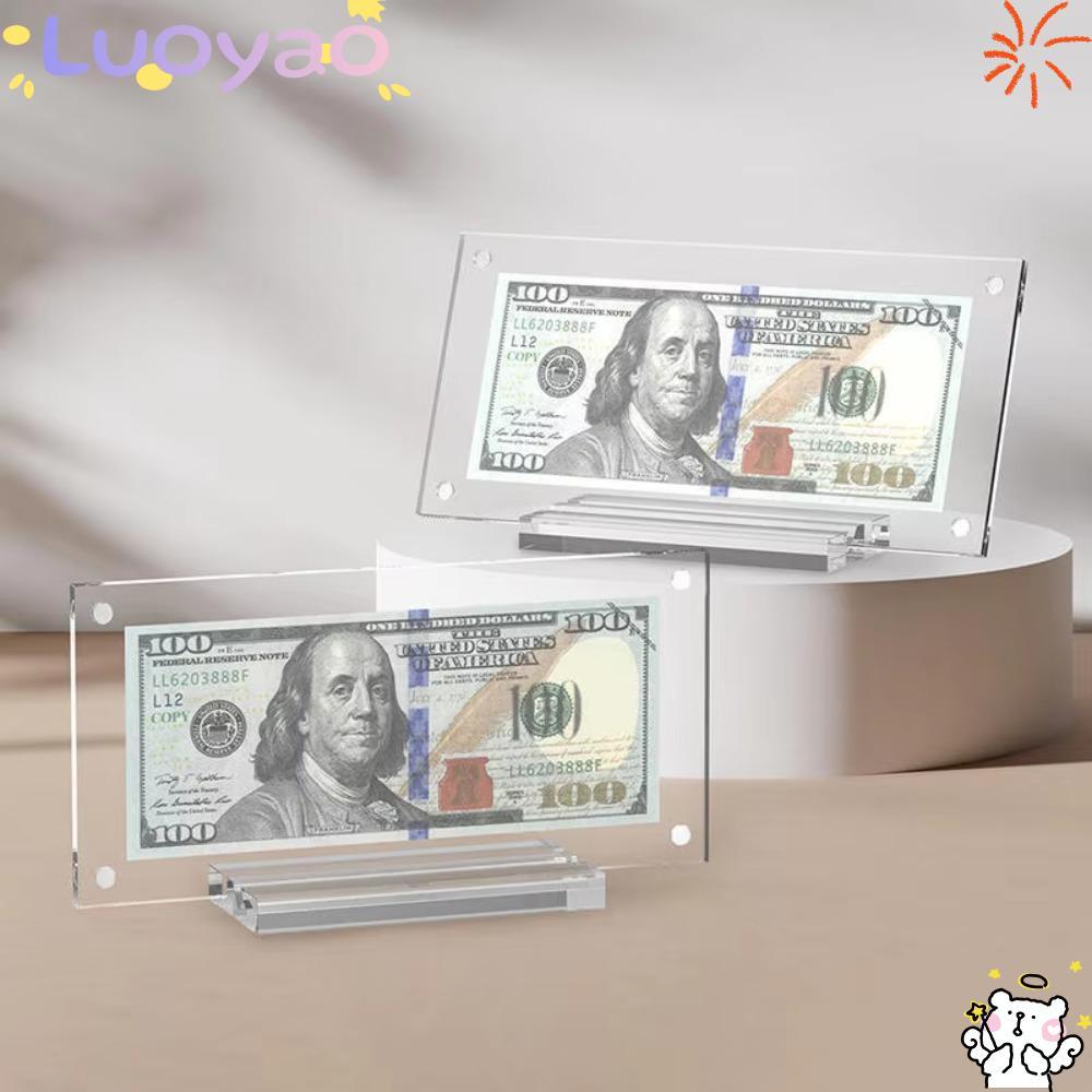 ลูOYAO1 Dollar Bill Picture Frame Holder, Acrylic Transparent Acrylic Display Frame, Commemorative D