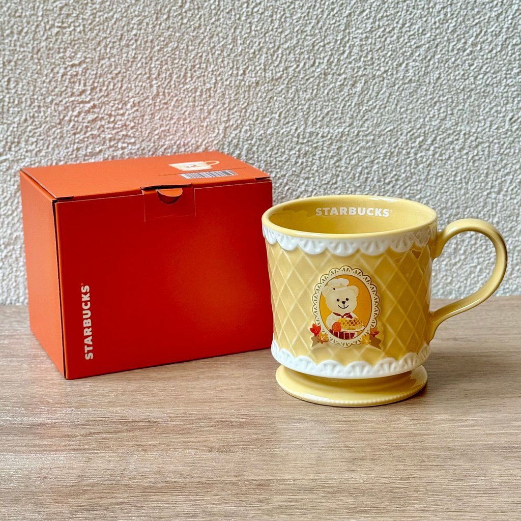 Starbucks Cup Bear Dessert House Waffle Bear Mug ถ้วยกาแฟในครัวเรือนแบบตั้งโต๊ะมูลค่าสูง#星巴克杯子小熊甜品屋华