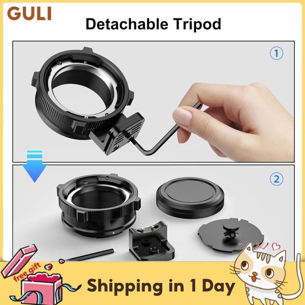 Guli Guli PL Mount To E-Mountอะแดปเตอร์เลนส์อลูมิเนียมCinema Converterพร้อมขาตั้งกล้องที่ถอดออกได้รอ