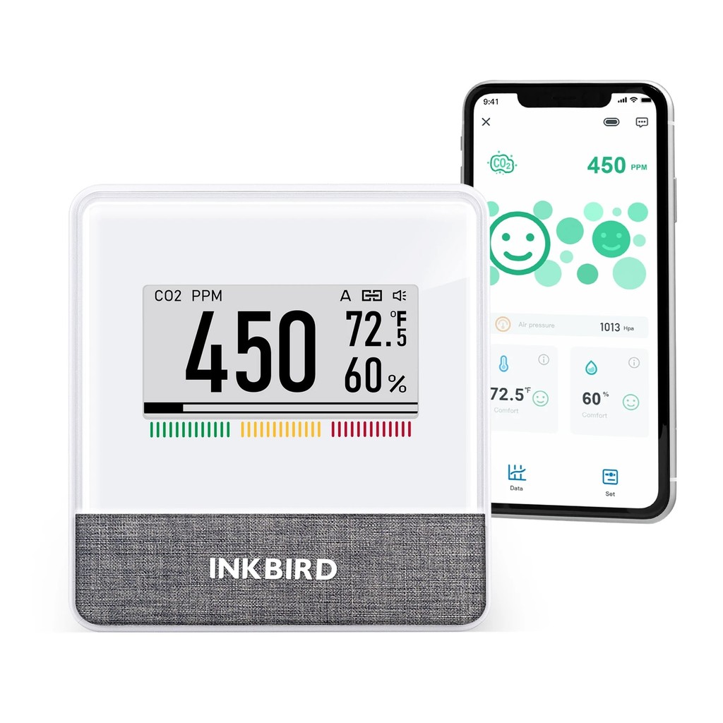 DX9V INKBIRD IAM-T1 WiFi ในร่ม 3 ใน 1 อินฟราเรด CO2 เมตร Air คุณภาพ Monitor พร้อม NDIR และ Blue ฟัน 