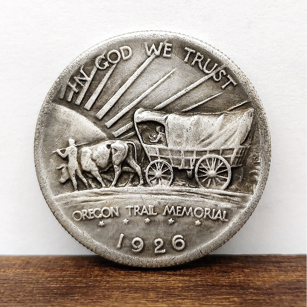 1926 ที่ระลึก Oregon Trail Half Dollar เหรียญเงิน American Westward Journey Pioneer เหรียญที่ระลึกเห