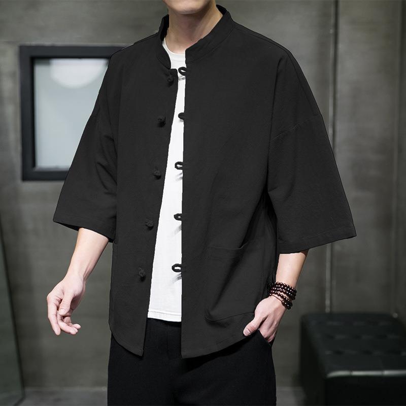 Ñarg9807.th inchild Light Light Alled New Style Breathable Linen Shirts เสื้อยืดแขนสั้นฤดูร้อนควน松中式