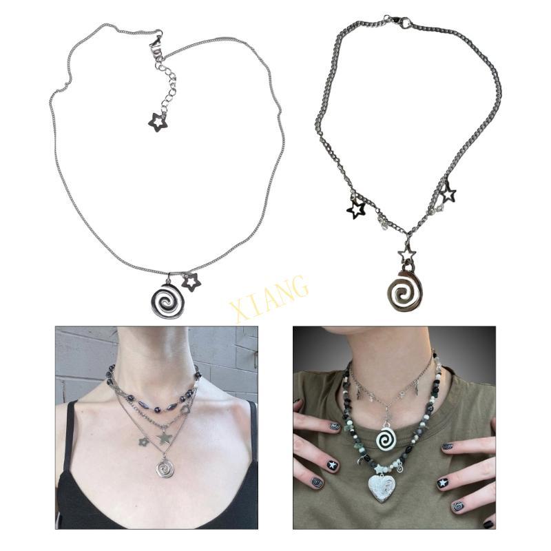 XGB Temperament Vortex Star จี้สร้อยคอเครื่องประดับ Y2K Clavicle Chain สร้อยคอ
