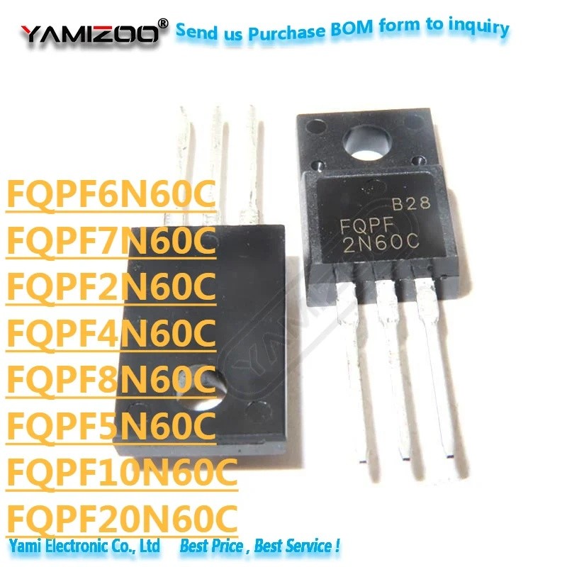 5PCS FQPF2N60C/4N60C/5N60C 2N60C FQPF7N60C/8N60C/10N60C/20N60C LM205 ทรานซิสเตอร์FQPF20N60C LM205 ทร