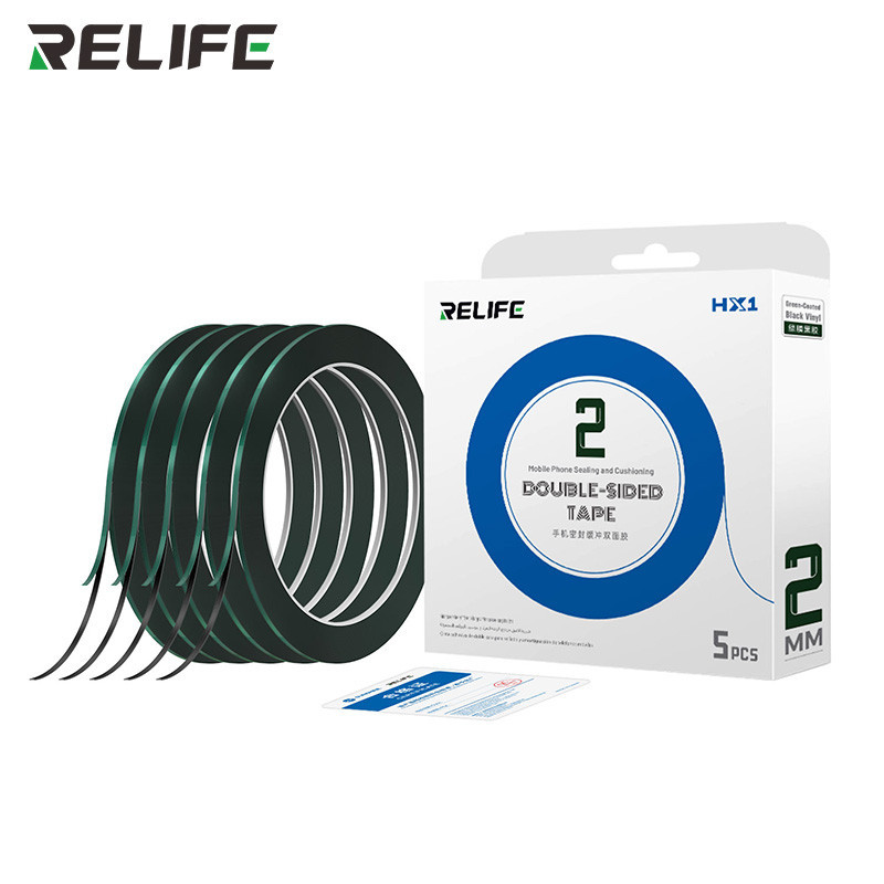 เทปกาวสองหน้าโฟมมือถือ โฟมดำ ฟิล์มสีเขียว Relife HX1 กล่องละ5ชิ้น 2mm/3mm/5mm เทปกาวโฟมปิดขอบจอ สำหรับช่างซ่อมมือถือ