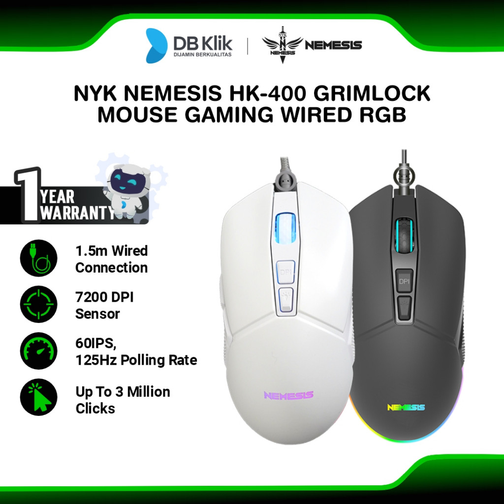 NYK Nemesis HK-400 Grimlock เมาส์สําหรับเล่นเกมแบบมีสาย RGB | NYK NEMESIS ASSASSIN G-06