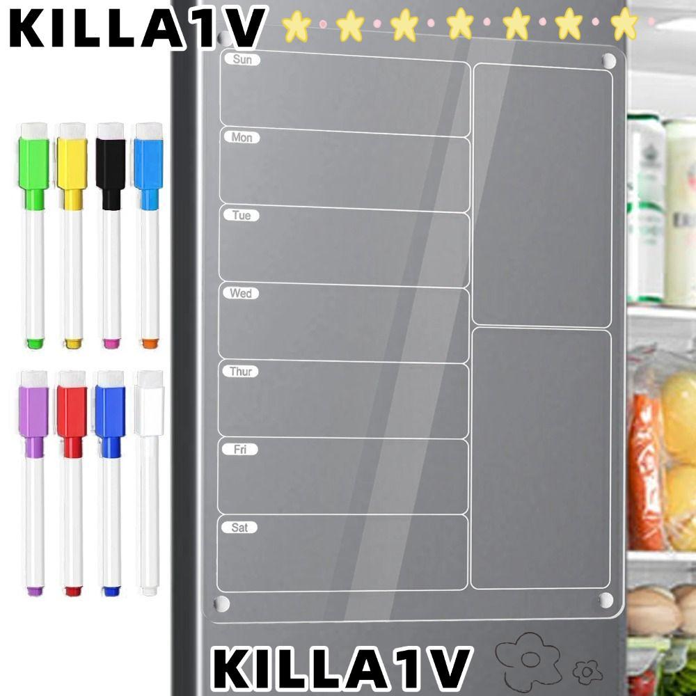 KILLA1V Meal Planner, Reusable Weekly Calendar Magnetic Menu Board, อะคริลิคทํารายการไวท์บอร์ดห้องคร