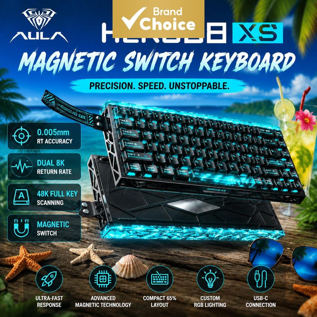 คีย์บอร์ดเกมมิ่งขนาดกะทัดรัด 68 ปุ่ม แบบไร้สาย Tri-Mode ไฟ RGB สลับคีย์ร้อนได้ AULA HERO68XS