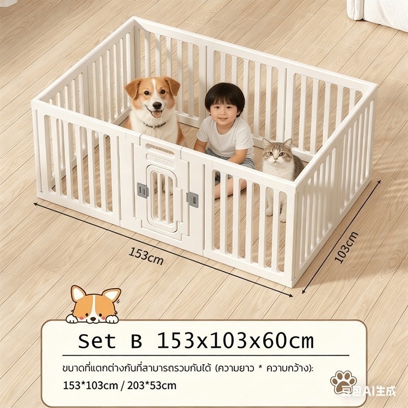คอกพลาสติก คอกสัตว์ คอกกั้นสุนัข คอกหมา คอกสัตว์เลี้ยง มีหลายขนาด DIY ได้