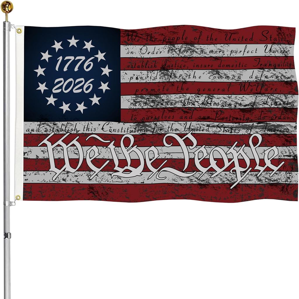 Heavy Duty 3-Ply 250 Anniversary USA Flag 3x5 Ft Double Sided 100D โพลีเอสเตอร์, 12oz Canvas Header 