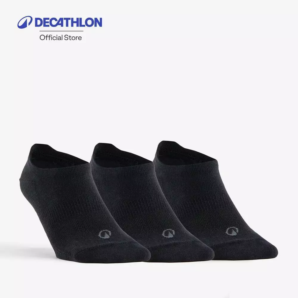 Decathlon Low Sports Socks Tri-Pack Rs 160 ถุงเท้ากีฬาหุ้มข้อรุ่น Rs 160 แพ็ค 3 คู่ - Black
