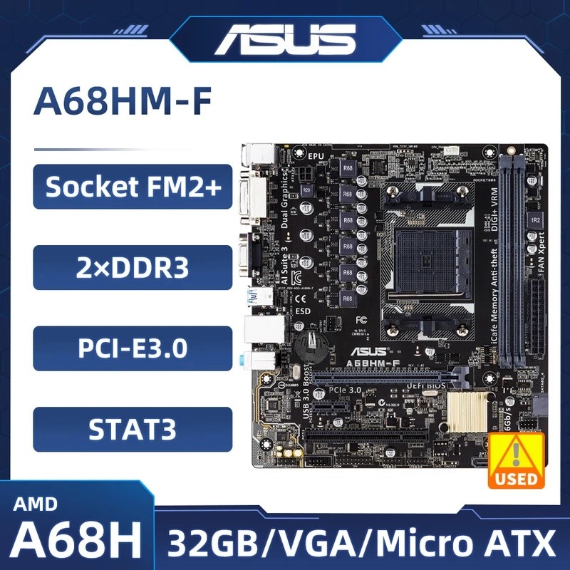 ASUS A68HM-F เมนบอร์ด AMD A68H ชิปเซ็ต FM2 + DDR3 USB3.0 HDMI VGA DVI ซ็อกเก็ต FM2 + สําหรับ AMD A4/