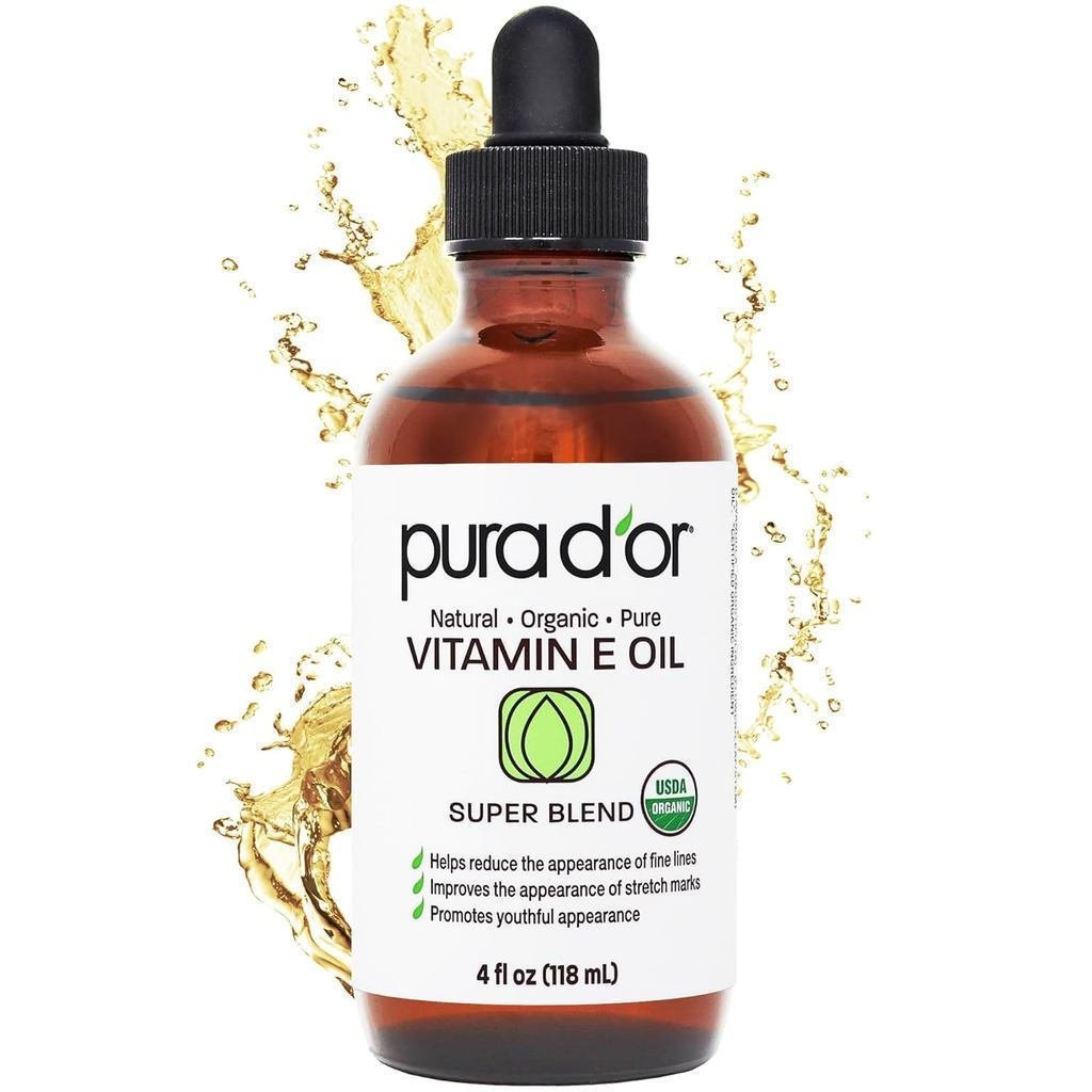 PURADOR4Oz วิตามินออร์แกนิก E Oil–USDA Verify FaceBodyผมและน้ํามันอาบน้ําที่มีน้ํามันอาร์แกนน้ํามันโ