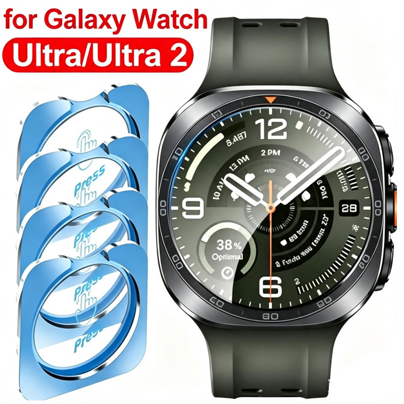 เครื่องมือติดตั้งง่าย HD ฟิล์มป้องกันกระจกป้องกันรอยขีดข่วนสําหรับ Samsung Galaxy Watch Ultra2 2026/2025 47 มม.ฟิล์มติดตั้งอย่างรวดเร็วป้องกันหน้าจอ ﻿