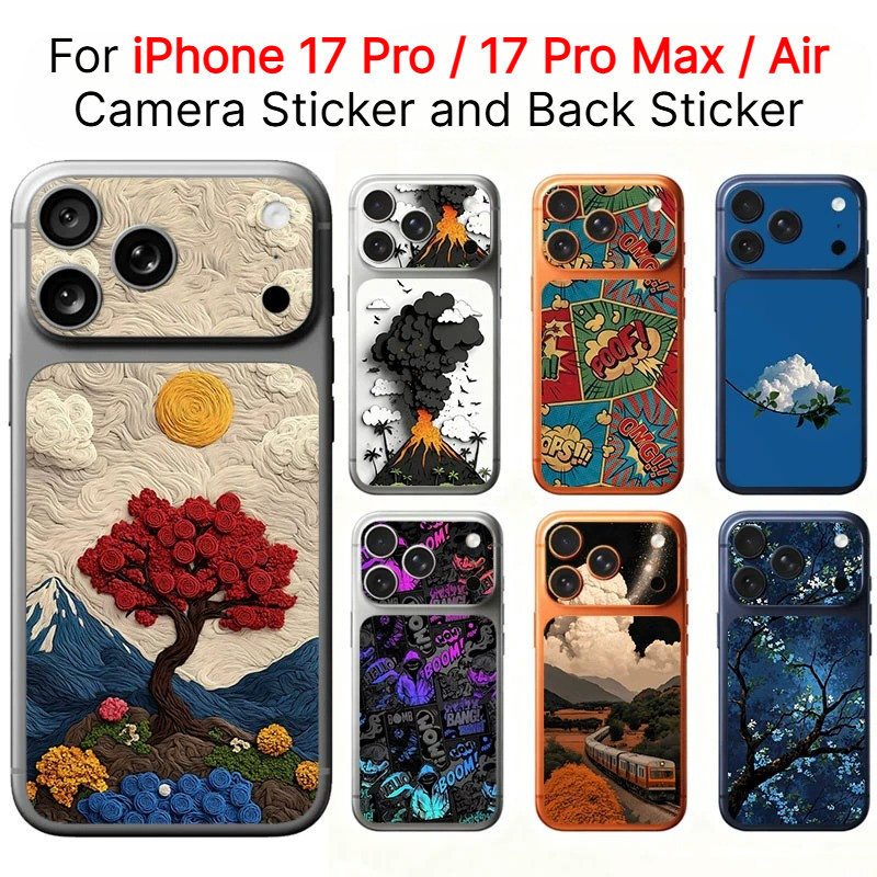 สําหรับ IPhone 17 Pro/17 Pro Max/Air สติกเกอร์ฟิล์มอินเทรนด์การพิมพ์,ฟิล์มกล้อง Micro Matte,ตกแต่งกระดาษนุ่มกลับฟิล์ม,ทนต่อการสึกหรอ,ป้องกันรอยขีดข่วน