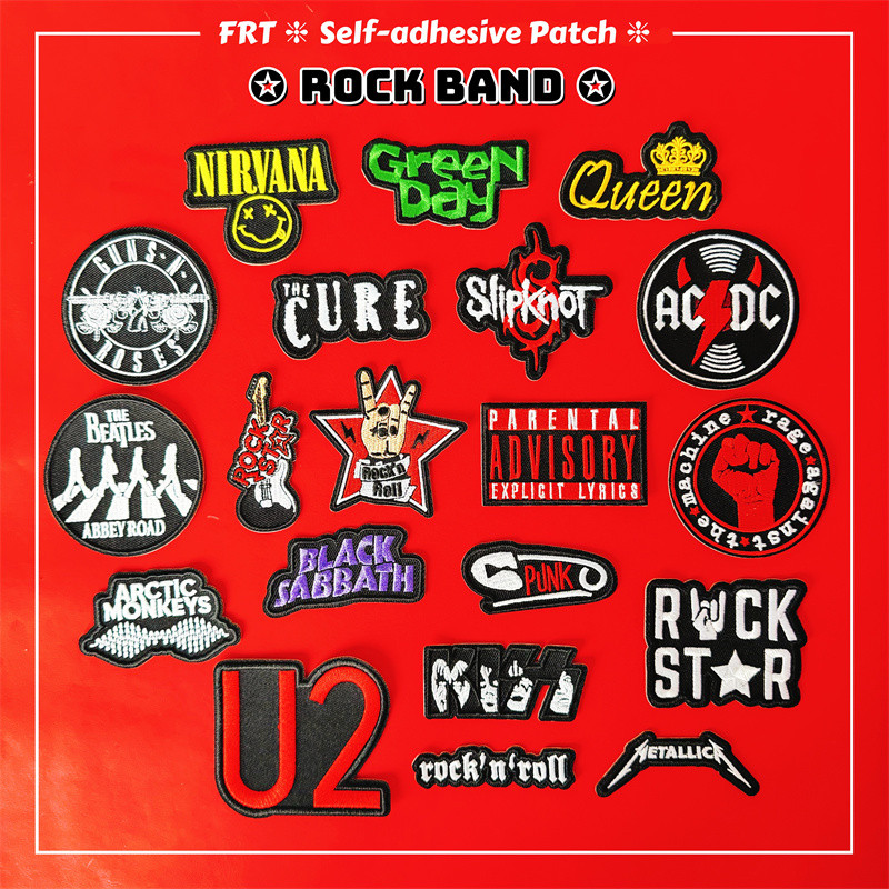 สายร็อคสุดคลาสสิค . แพทช์สติกเกอร์ติดด้วยตนเอง Rock n Roll 1 ชิ้น DIY เหล็กบนเย็บเสื้อผ้ากระเป๋าอุปกรณ์เสริมตกแต่งป้ายแพทช์