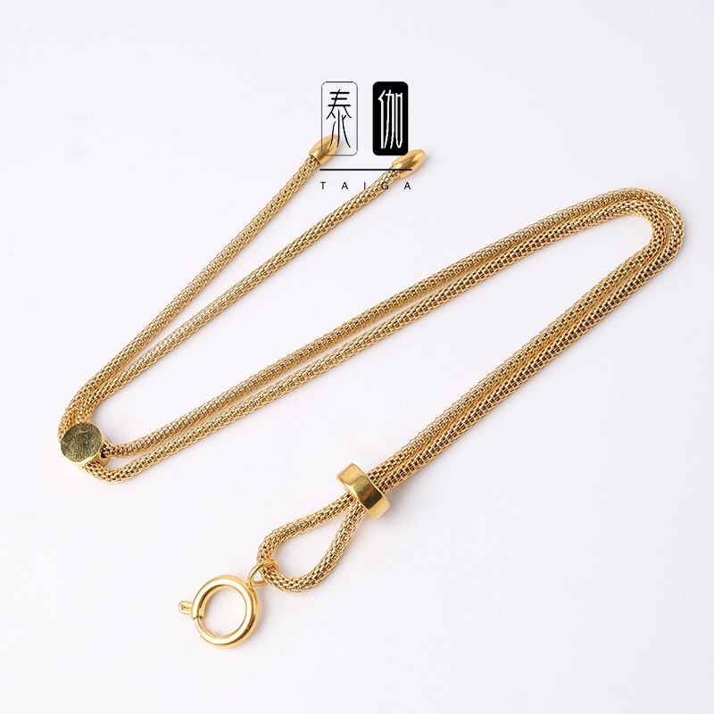 สร้อยคอสแตนเลส Amulet Chain จี้เชือกไทเทเนียมเหล็กปรับ Universal Buckle Tangka Gold-Plated สีการเก็บ