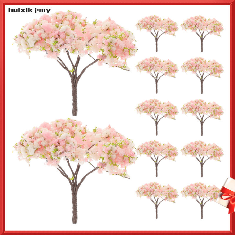12 ชิ้นประดิษฐ์ Cherry Blossom สาขาอาคารรุ่นต้นไม้ 6.50X5.00X4.50CM