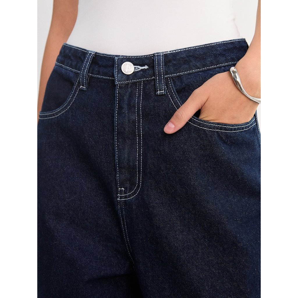 [Pomelo] กางเกงยีนส์ขาบานดีเทลกระเป๋าแต่งลูกไม้ / Lace Pocket Detailed Wide Leg Jeans — صورة 5