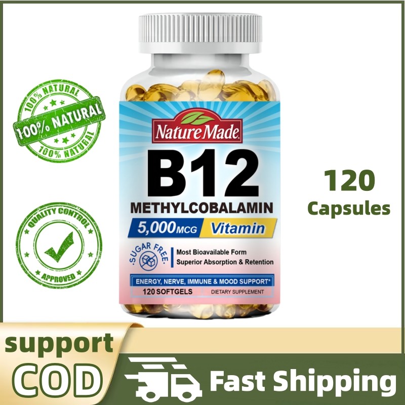 NatureMade B12 Methylcobalamin 5000mcg 120 Softgels วิตามินบี12 สูตร Sugar Free สำหรับผู้ใหญ่