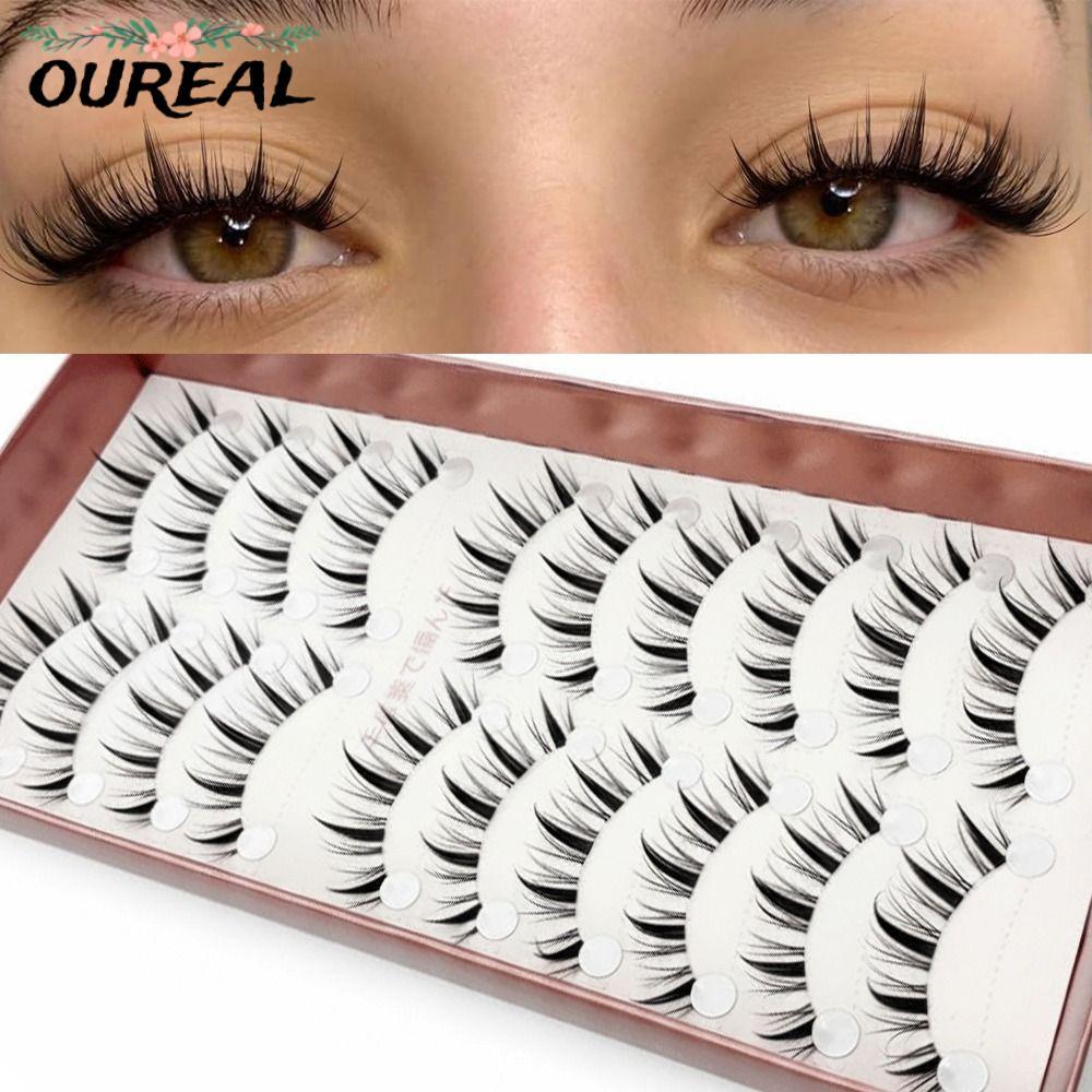 OUREAL Manga Lashes, Wispy Strip Soft Eyes Lashes, ผู้หญิงความงามอะนิเมะธรรมชาติยาวปลอม Lashes Eye แ
