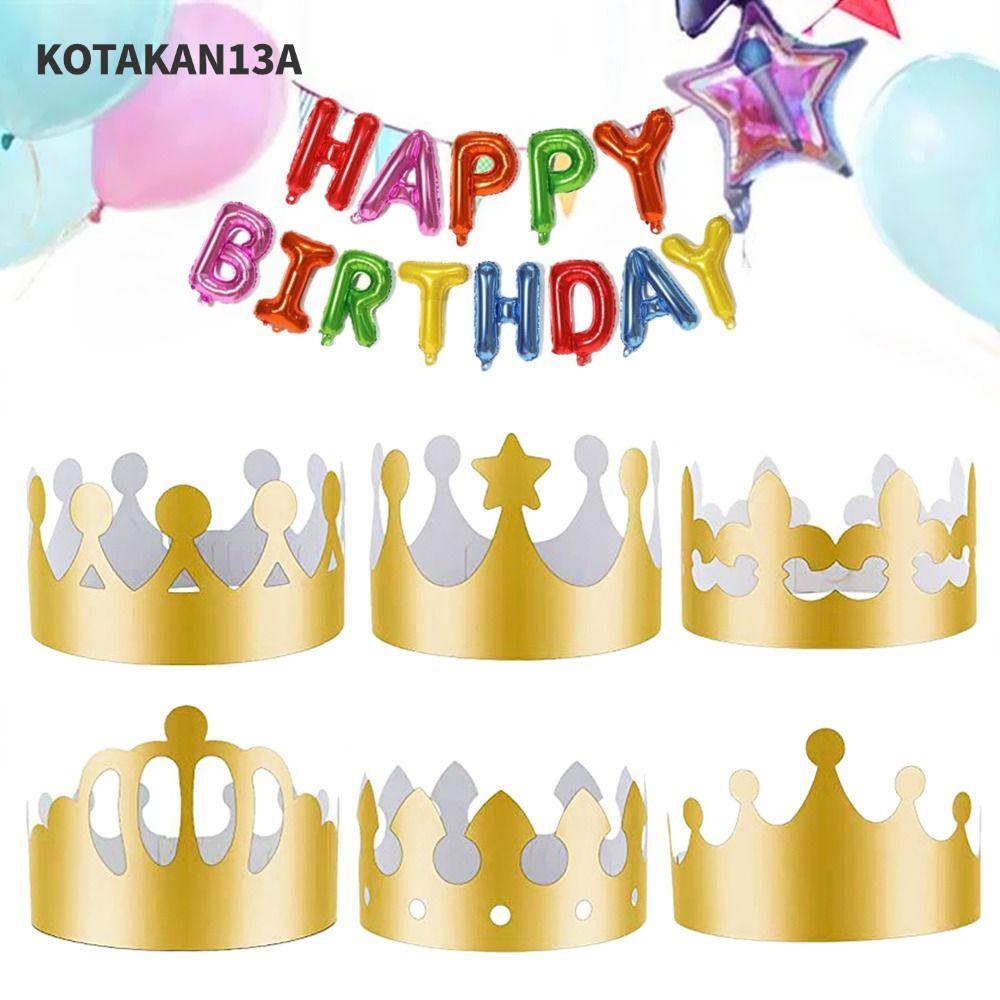KOTAKAN13A 10 ชิ้นกระดาษมงกุฎหมวกบรรยากาศเครื่องประดับหมวกฉลองงานแต่งงานตกแต่ง King Crowns