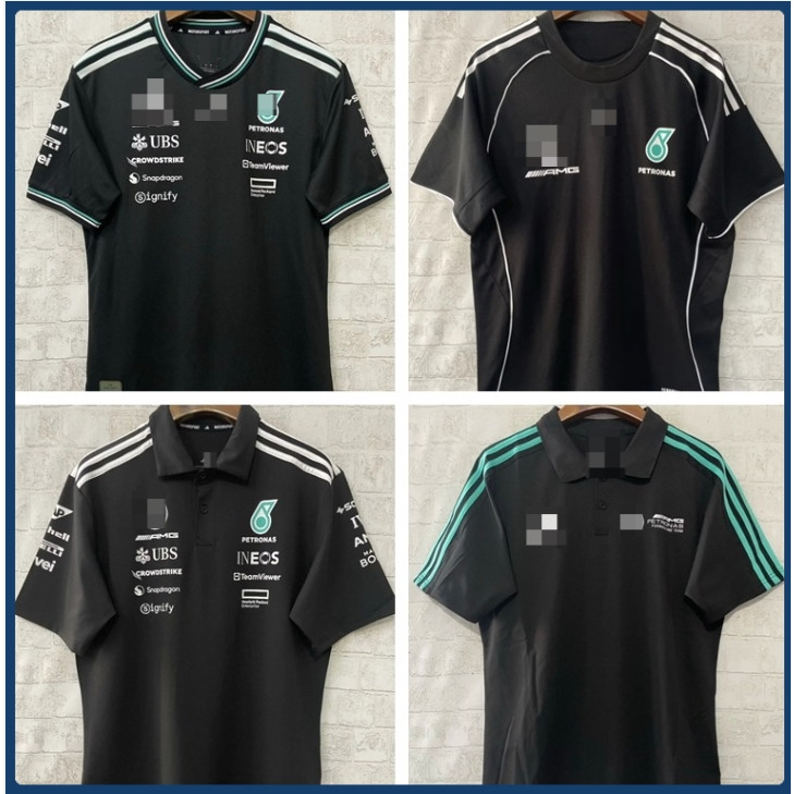 2025-26 F1 Team Driver T-Shirt สีขาว/ดํา polo Rugby Racing Shirt