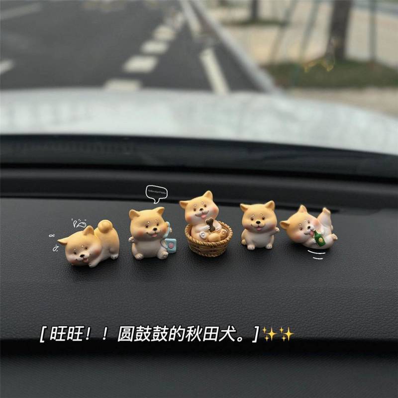 Car Cute Cartoon Akita Mini Puppy Shiba Inu Car Decoration Car Accessories Dashboard Doll Decoration