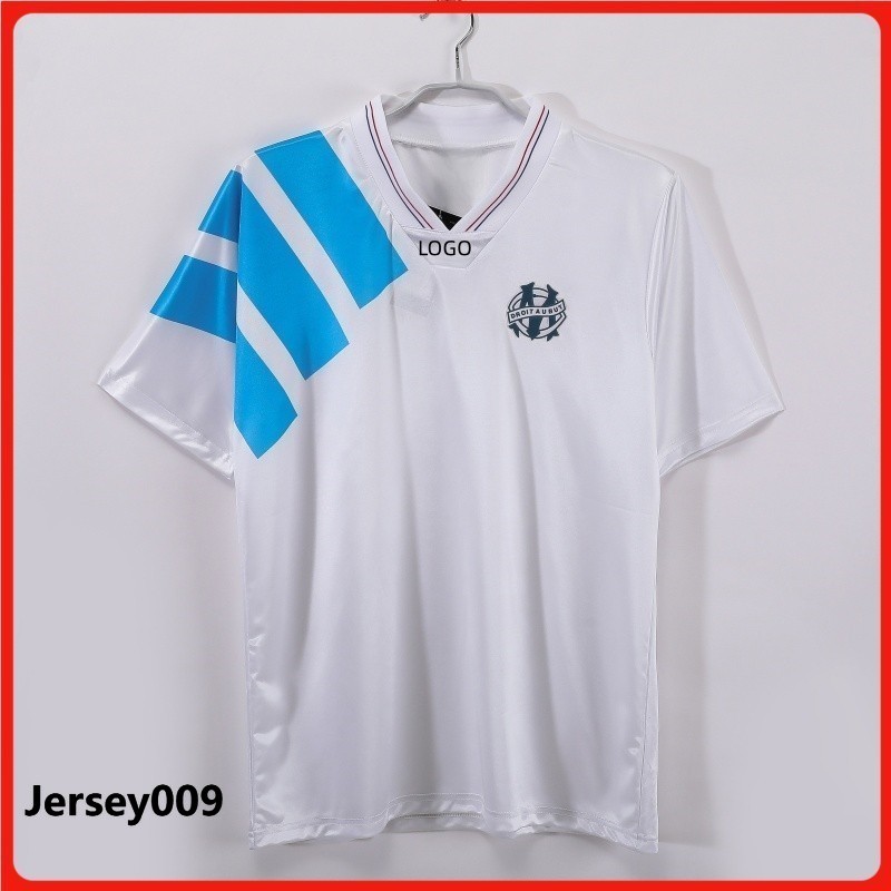 1992/93 Marseille Retro Edition Home เสื้อฟุตบอลแขนสั้นผู้ชายเสื้อยืด