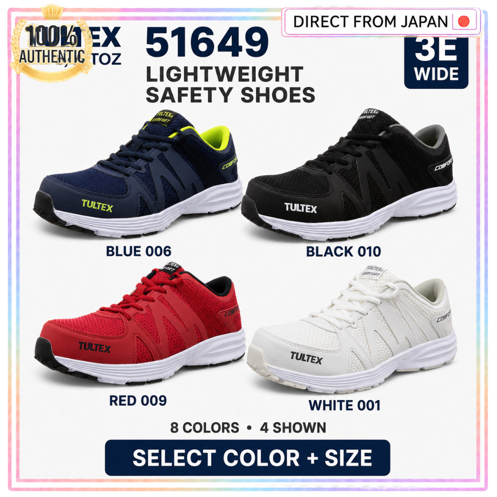 TULTEX by AITOZ 51649 Lightweight Safety Shoes 3E Wide 8 Colors Color & Size Select