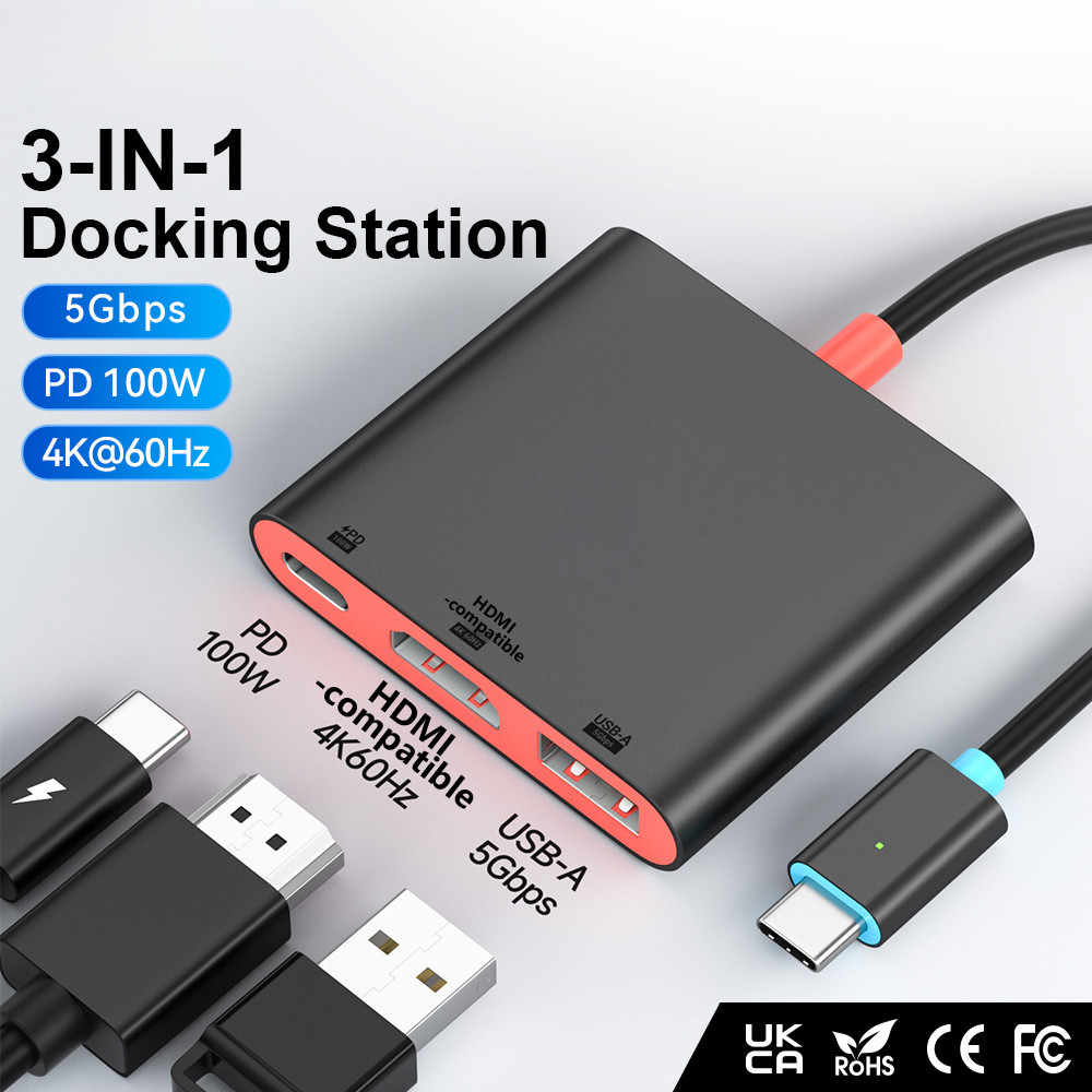 JMT Type-C 3 in 1 Docking Station ความละเอียดสูง 4K60Hz HUB Converter Switch2 ฐานสี Docking Station