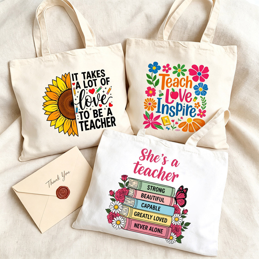 ครู Tote Bag Fashion Canvas Shopping Bag for Teachers Day Gifts Canvas Totes Bookbag