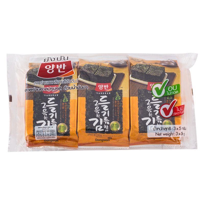 ยังบันสาหร่ายปรุงรสน้ำมันงา 12กรัม Yangban Seaweed Sesame Oil 12g. [หมายเลขบาร์โค้ด 8857121554019 ]