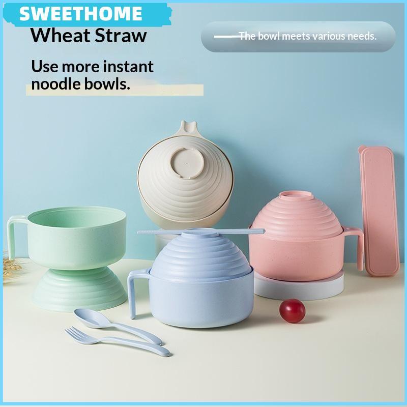 SWEETHOME Ramen Bowl Set Ramen Noodles Bowl พร้อมตะเกียบ Ramen Bowl Microwavable Cooker Bowl พร้อมฝา